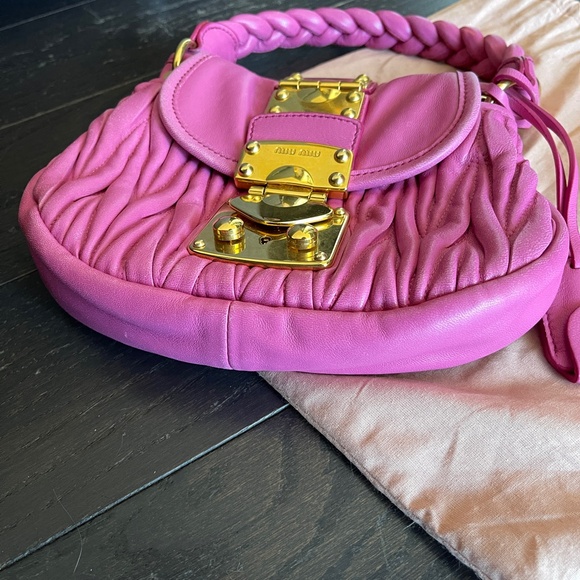 MIU MIU Miu Coffer pink matelasse nappa leather handbag crossbody bag w/dust bag - Picture 3 of 16